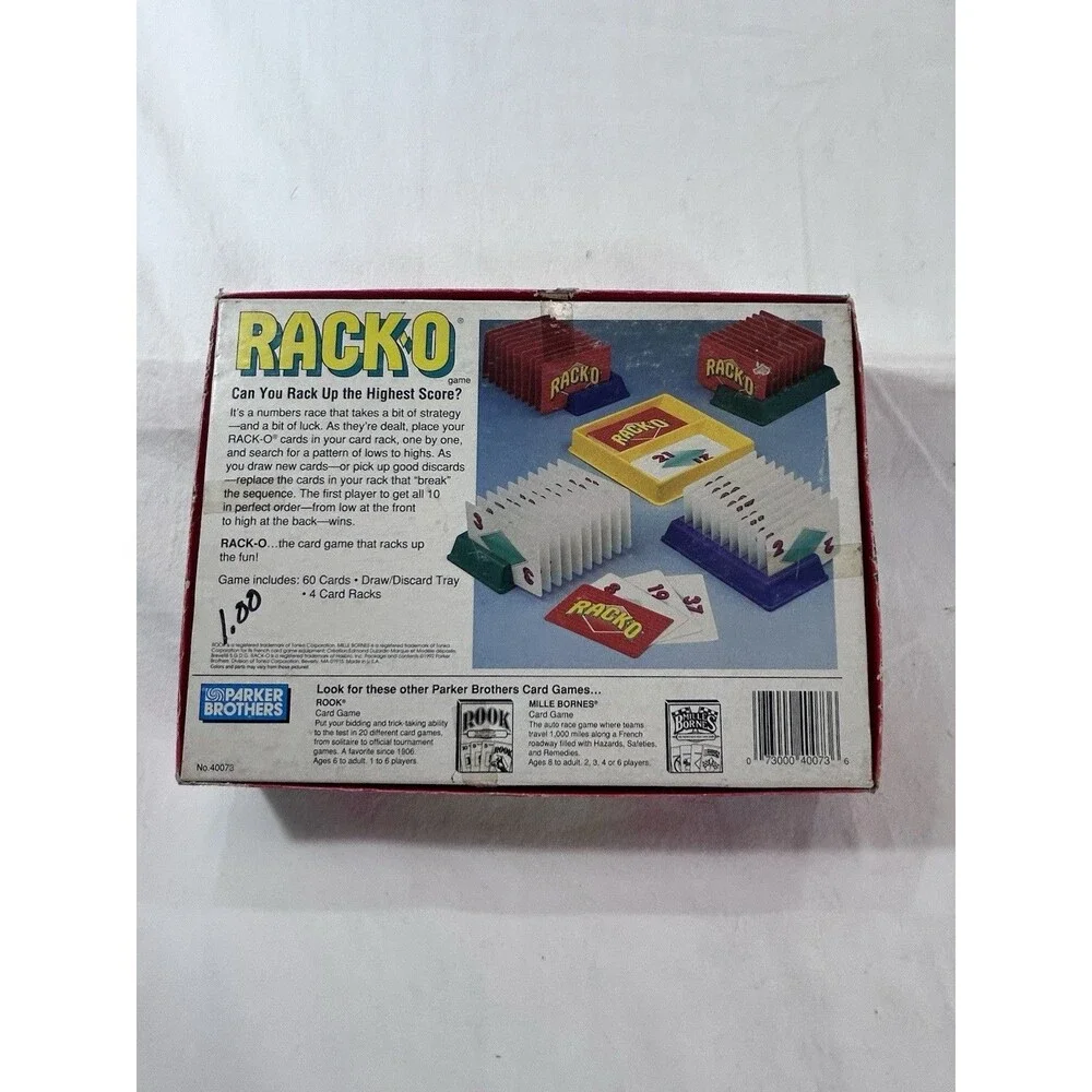 RACK-O 1992 Card Game Parker Brothers PB #40073 Vintage Games Complete Pre-Owned